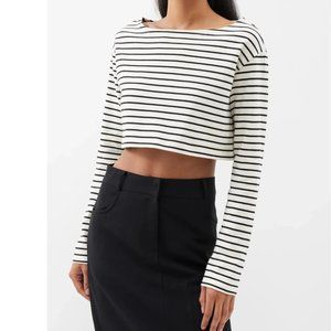 The Frankie Shop  Tilla Boatneck Top Black Stripe XS/S NWT